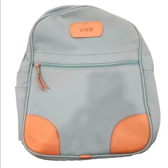 Jon Hart Design Light Blue Backpack w/ Leather Trim | Personalized HMM - Picture 5 of 7